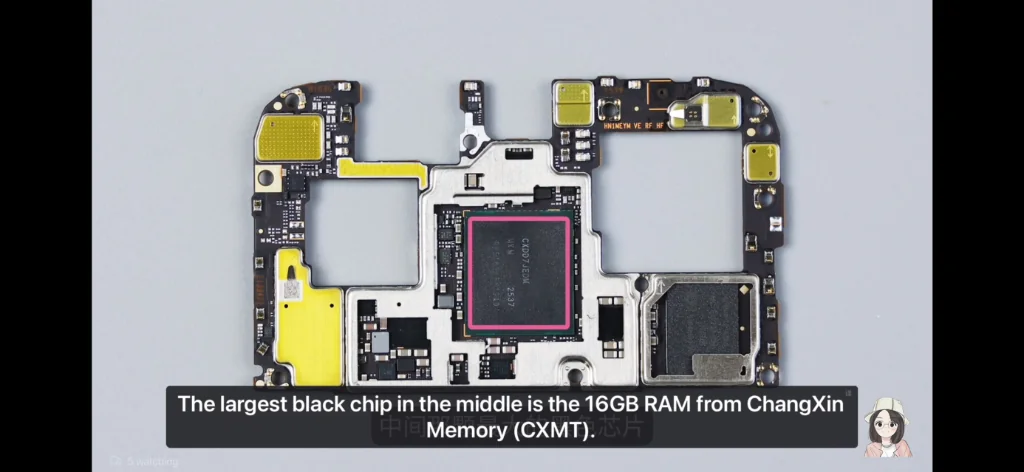 Honor 500 motherboard teardown showing CXMT memory chip